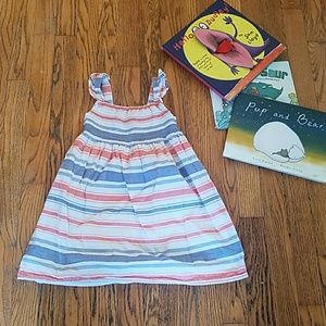 Striped Smocked Dress with Ruffle Straps